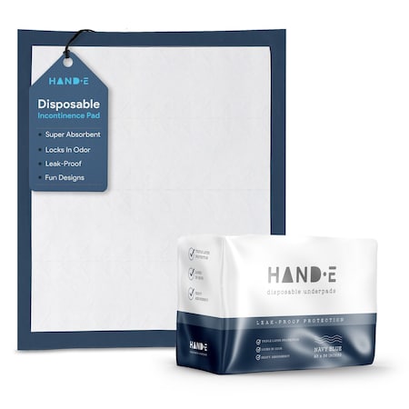 Hand-E Navy Blue Underpads 17 x 24 50 Pack  Highly Absorbent 50PK HND-82129